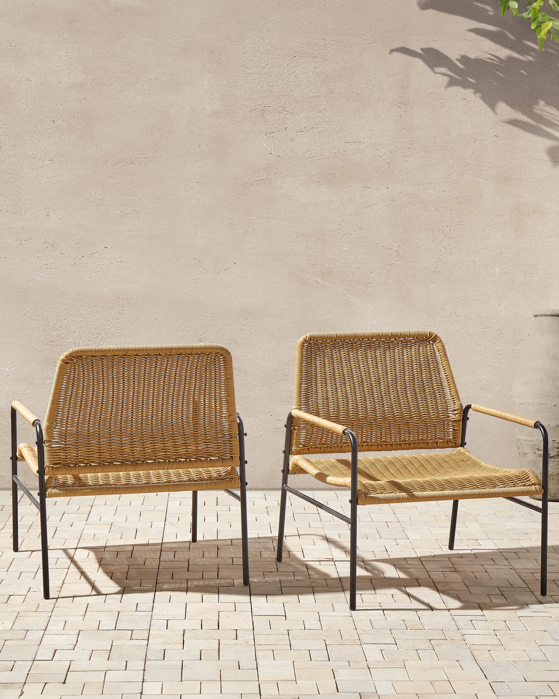Set med 2 trädgårdsstolar PRASIMO Konstrotting Naturlig_863013