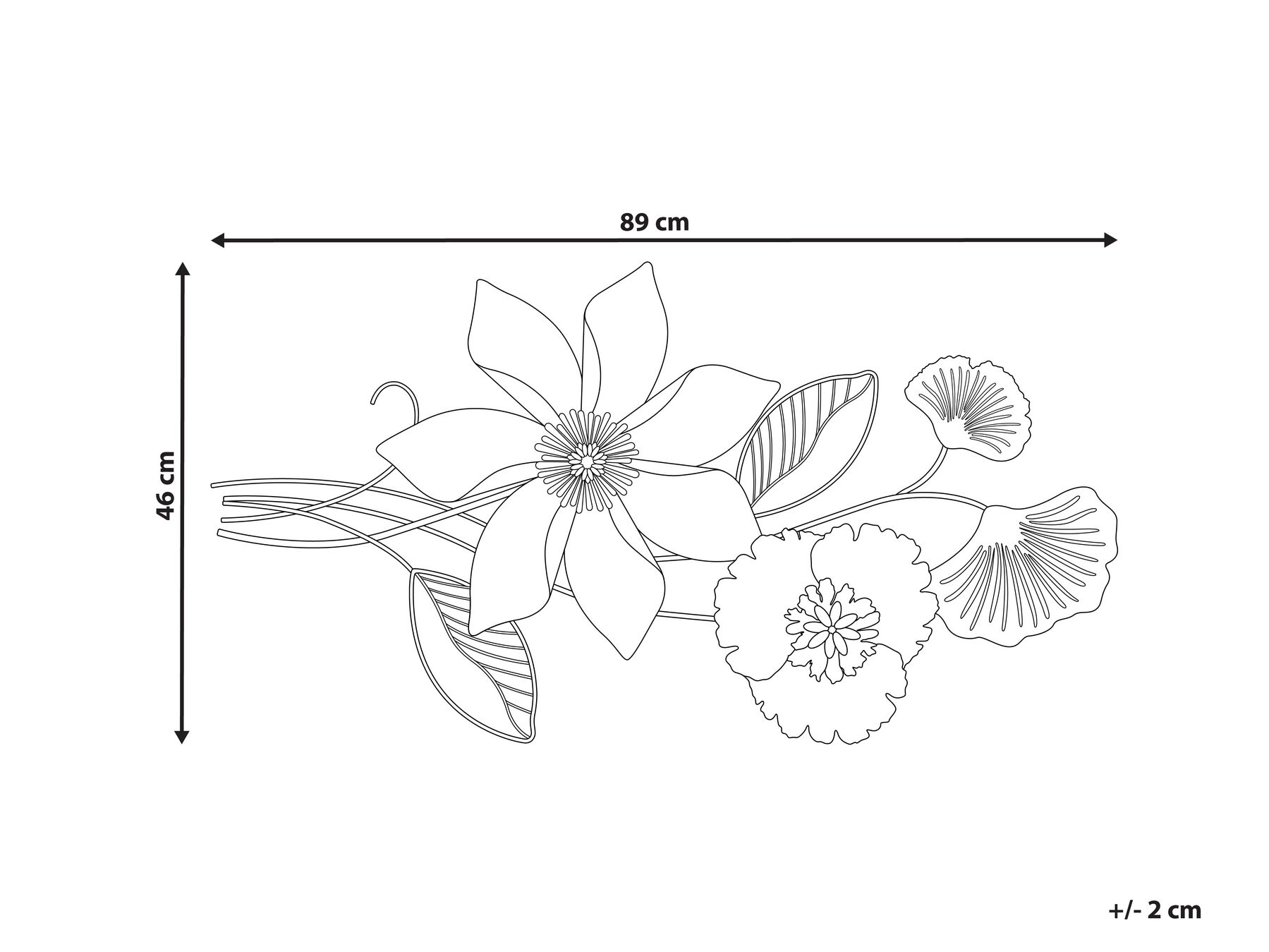 Väggdekoration Blomma EUROPIUM Metall 46 cm Guld_933887