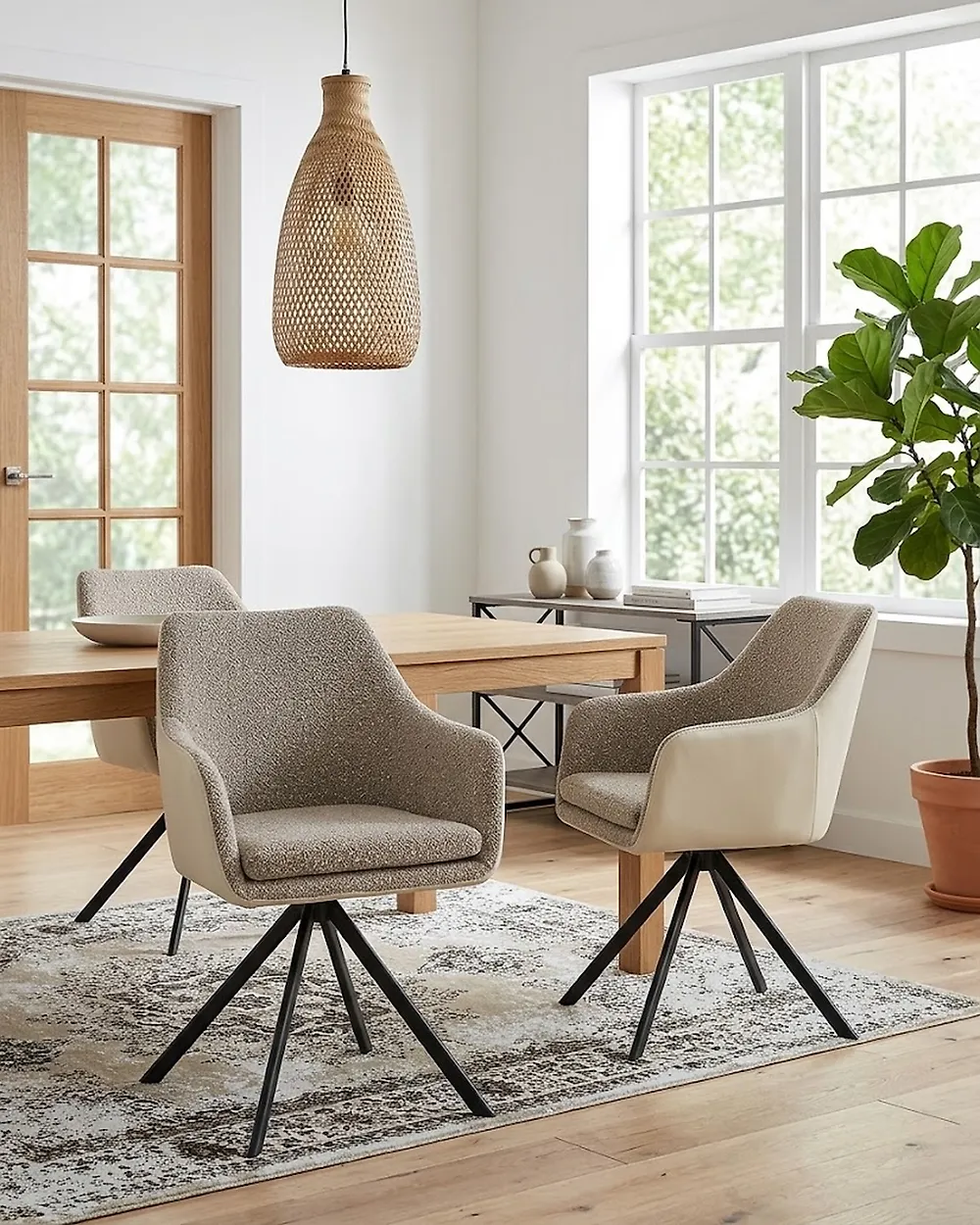 Set of 2 Dining Chairs LITHIA Fabric Taupe_1176458