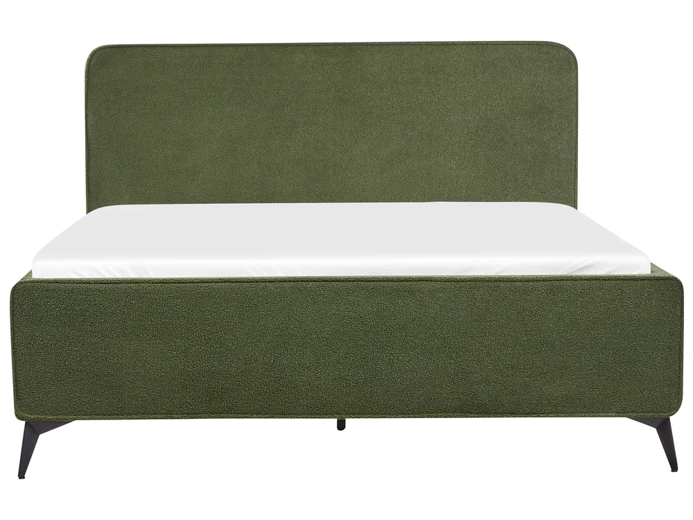 Säng med lamellram Bouclé VALOGNES 160 x 200 cm Mörkgrön_930550