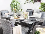 Garden Dining Set 6 Seater CASCAIS with Cushions PE Rattan Grey_739923