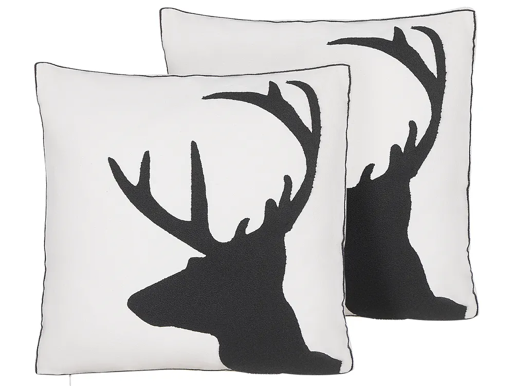 Set of 2 Decorative Cushions SHADRACK 45 x 45 cm Cotton White Christmas Motif