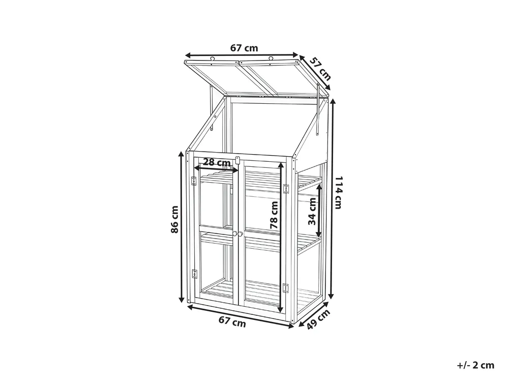 Balcony Greenhouse VOLVERA 67 cm 49 cm Fir Wood Light Brown_1024163