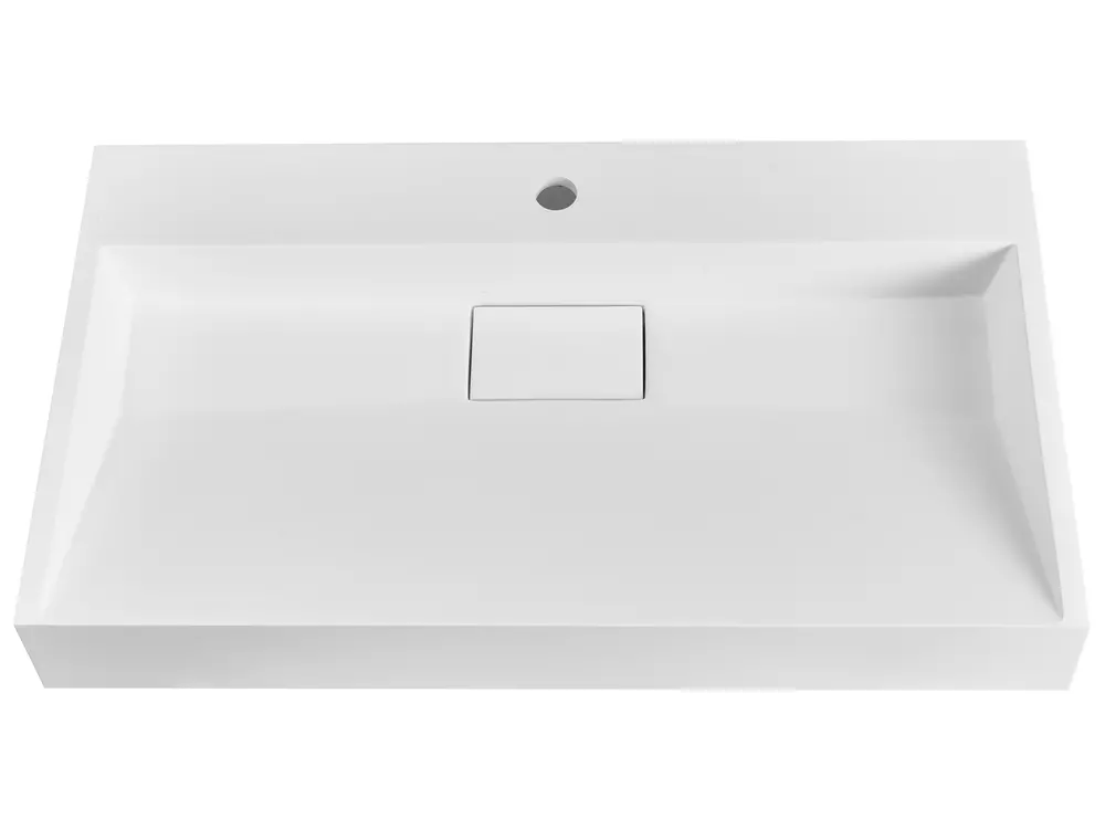 Vägghängt tvättställ QUENKO 80 x 46 cm Mineralmarmor Vit_981202