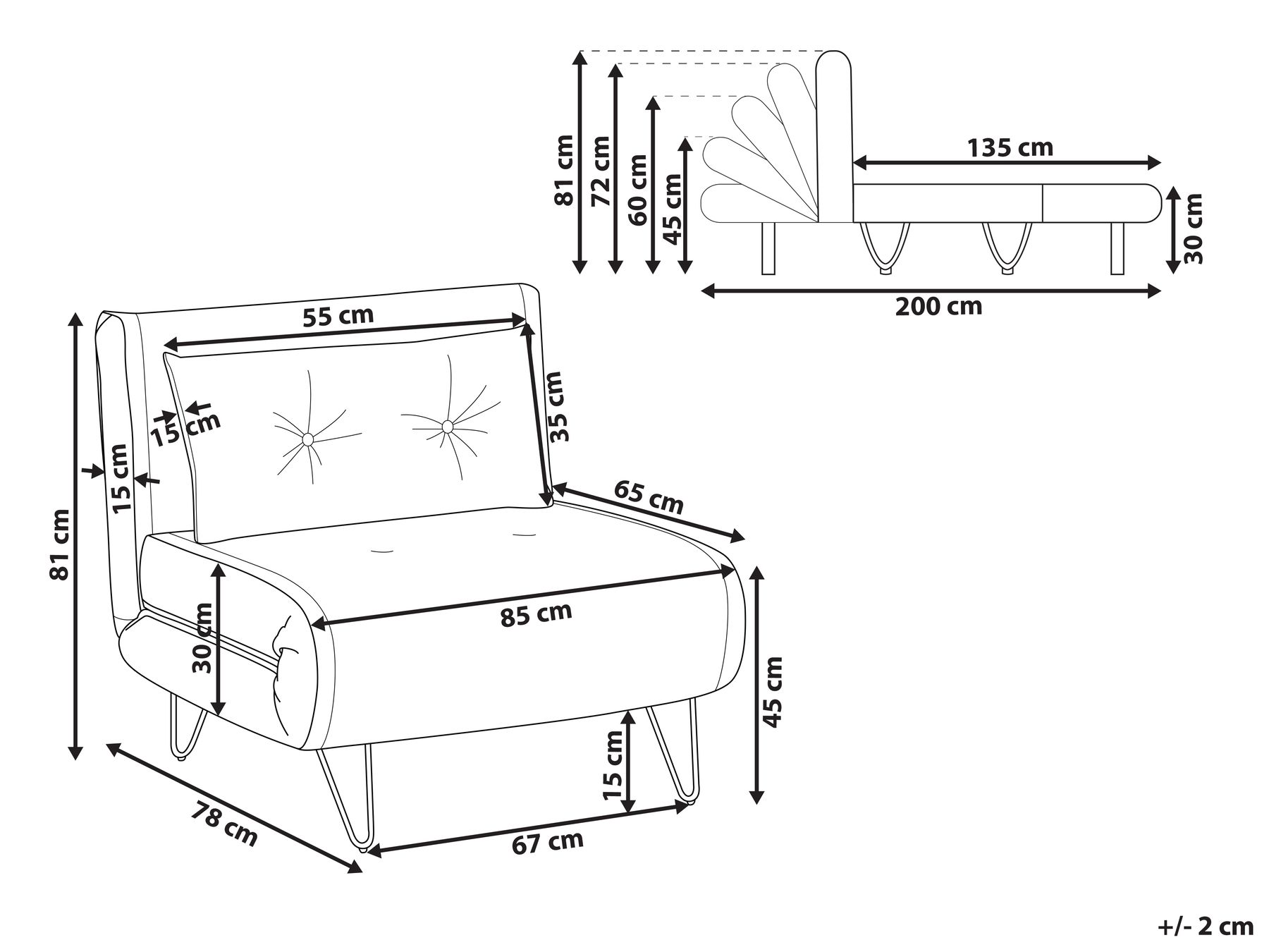 Single Sofa Bed VESTFOLD Velvet Grey_808688