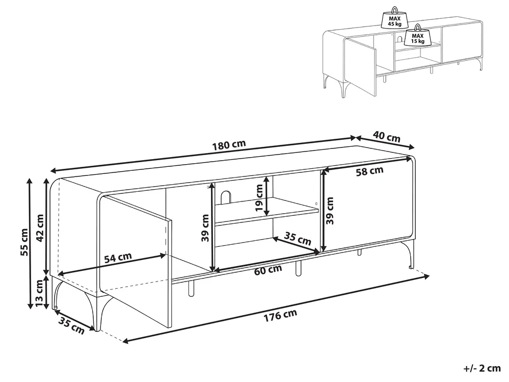 TV Stand COWELL Dark Brown_1107611