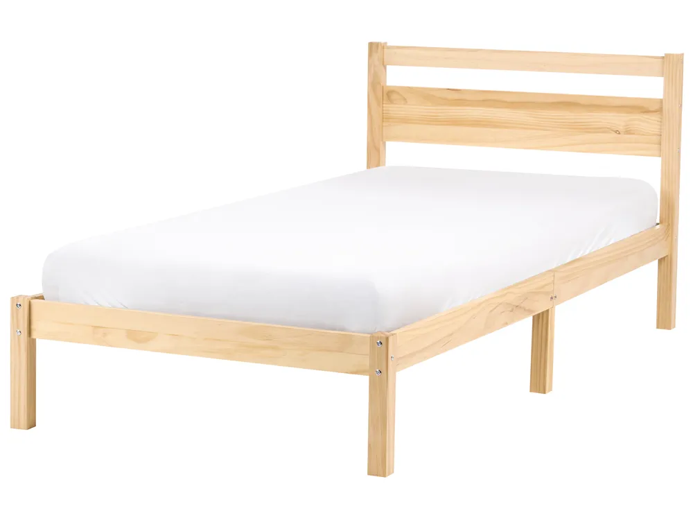 Bed Pine Wood MERCURER 90 x 200 cm (EU Single) Light Brown