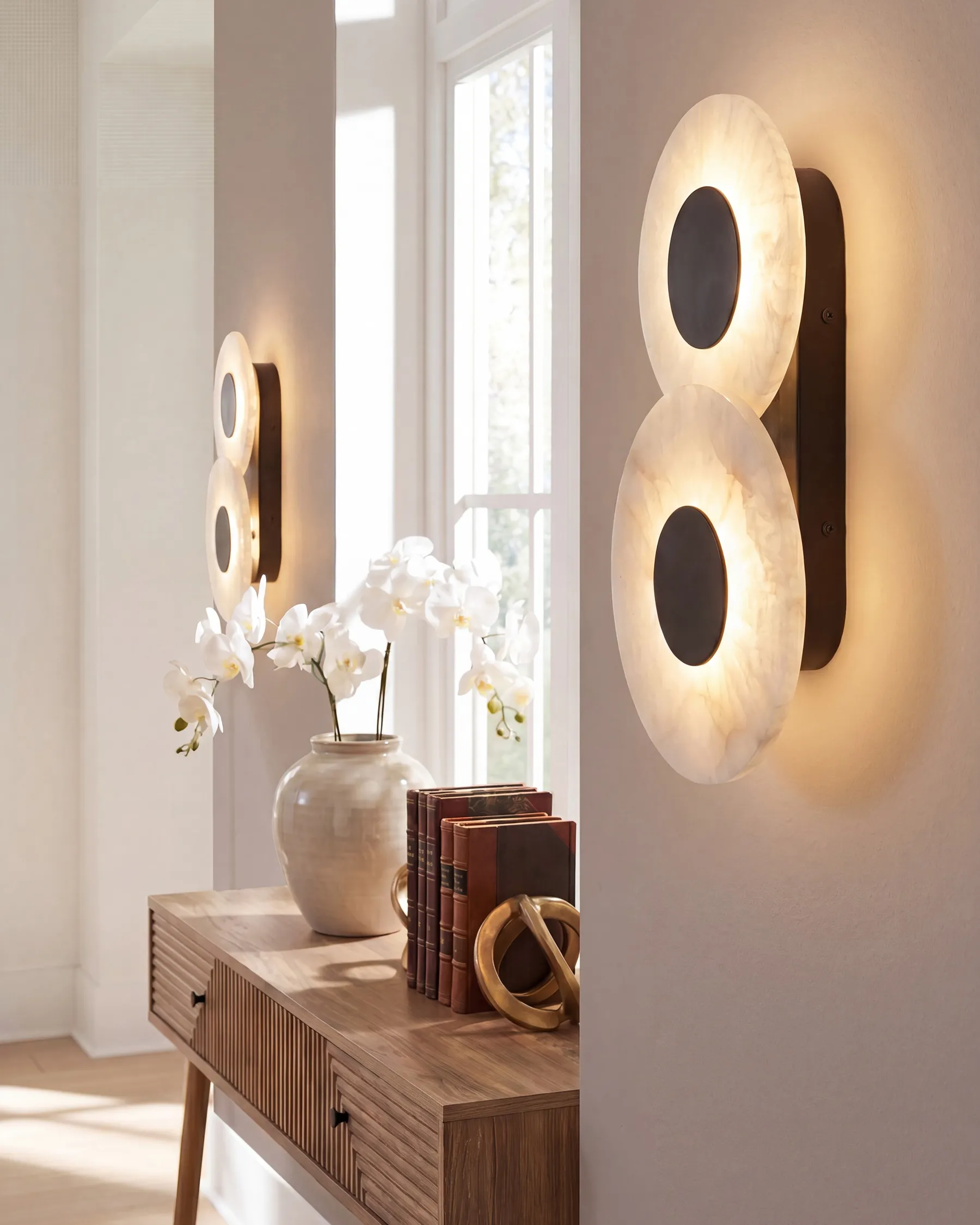Set med 2 vägglampor YTHAN LED Marmor Vit_1103764