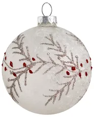 Set med 50 julgranskulor SNOWFLAKE Glas Röd/ vit_1028049