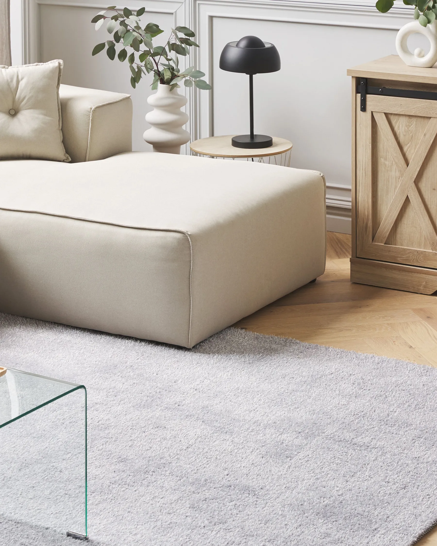 Shaggy Rug DEMRE Light Grey 140 x 200 cm_683522
