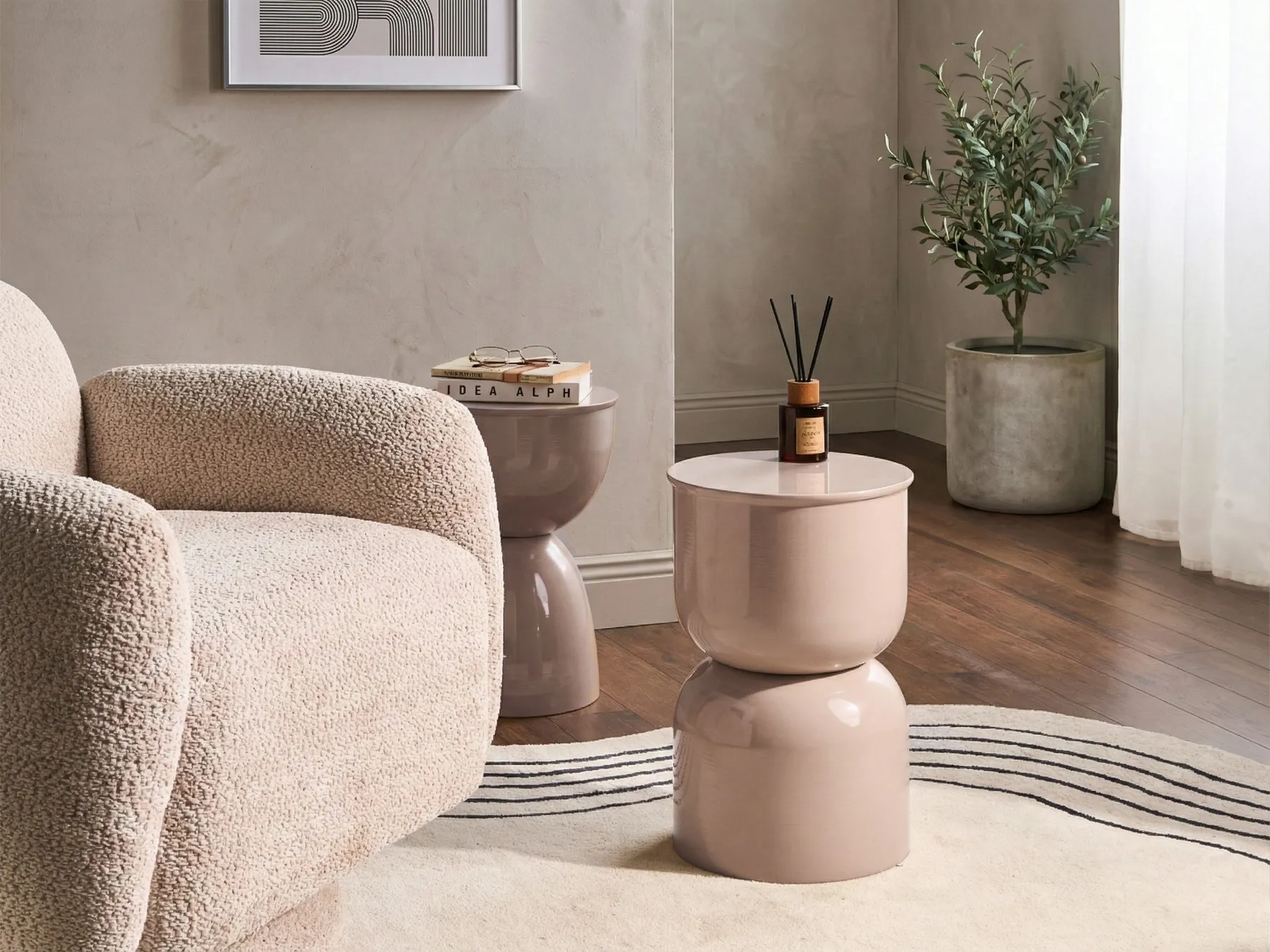 Side Table LETTA Metal Light Beige_1057275