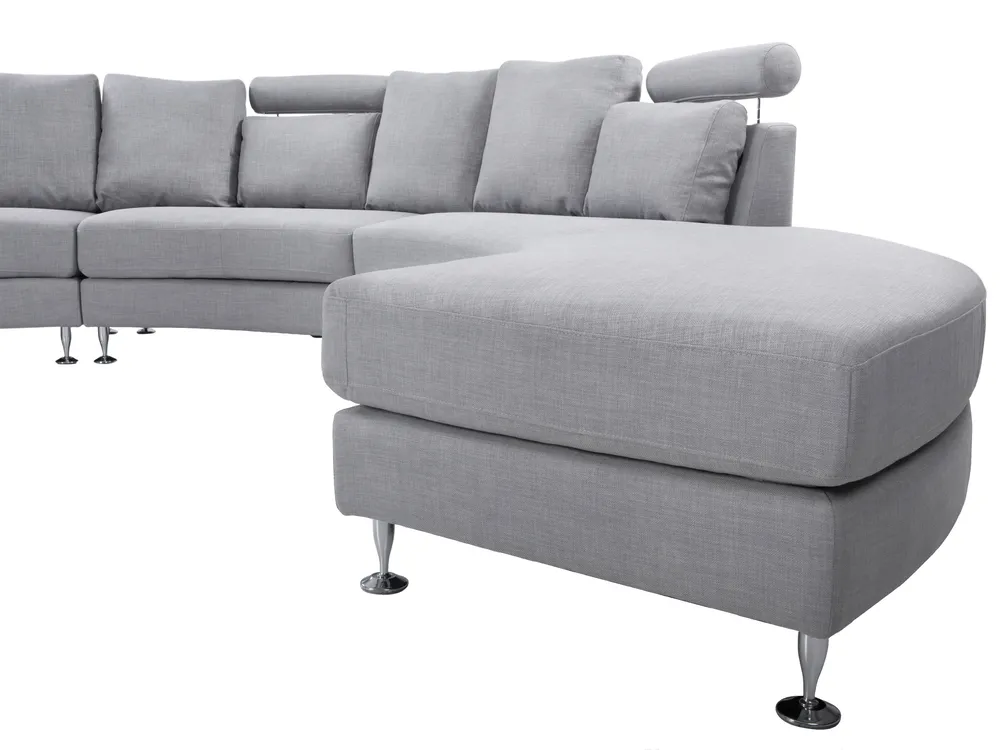 Curved Sofa 7 Seater ROTUNDE Fabric Light Grey_709299