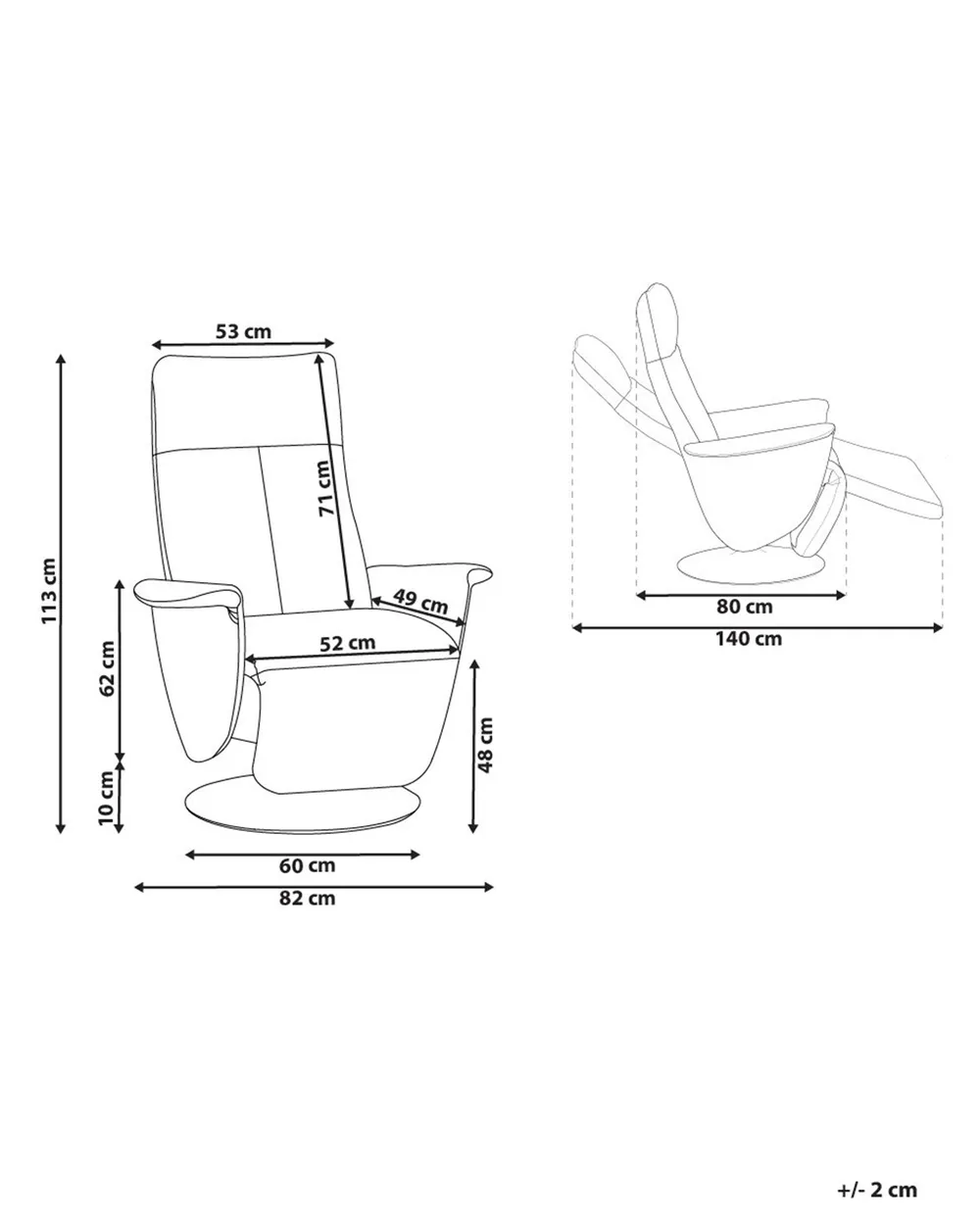 Reclinerfåtölj PRIME Inklusive fotstöd Konstläder Ljusbeige_908092