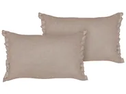 Set of 2 Decorative Cushions SASSAFRAS 30 x 45 cm Linen Light Brown Solid_906680