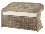 Garden Bench with Cushion SUSUA 141 cm with Ottoman Rattan Natural_957612