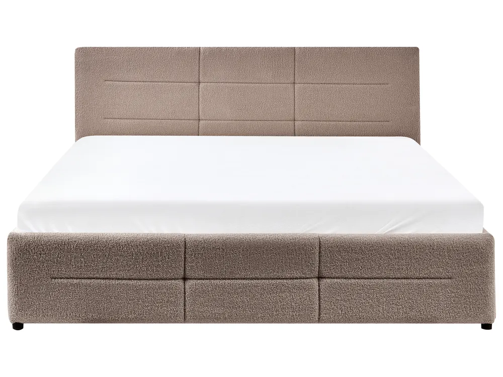 Ottoman Bed MASSOGNES Boucle Taupe 160 x 200 cm_1030468