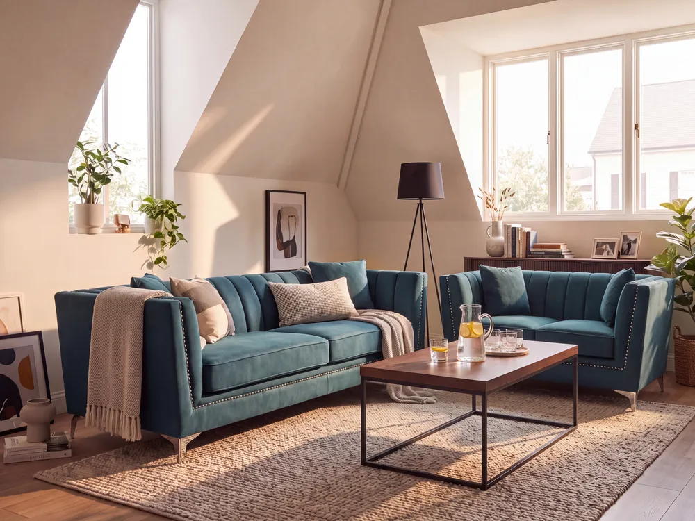 Sofa 3 Seater GAULA Velvet Teal_1145534