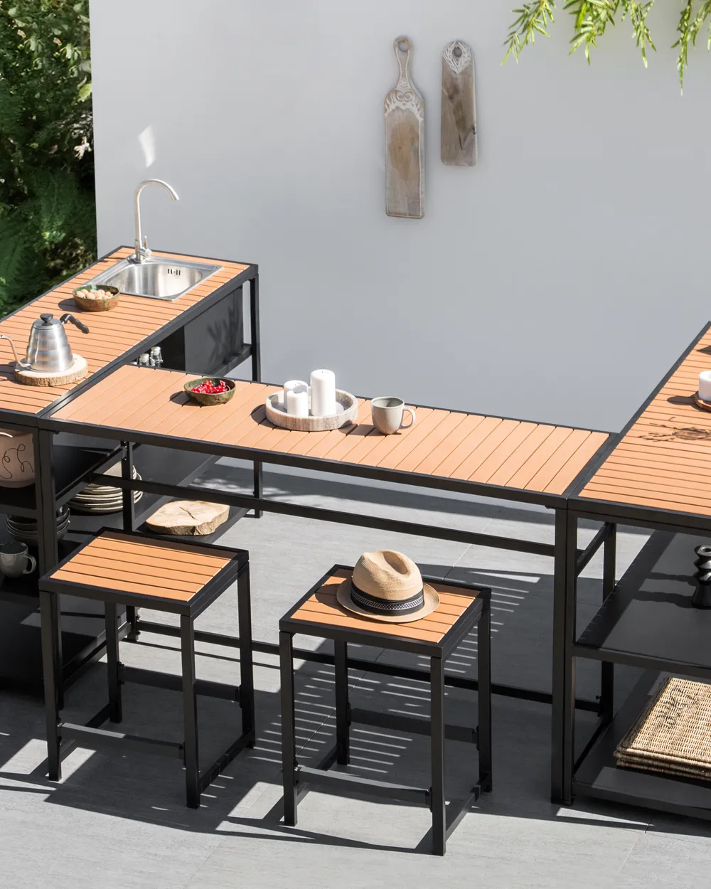 Garden Bar Chair AVETRANA Metal Black