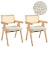 Set of 2 Dining Chairs AVA Wood Light Brown/ Beige