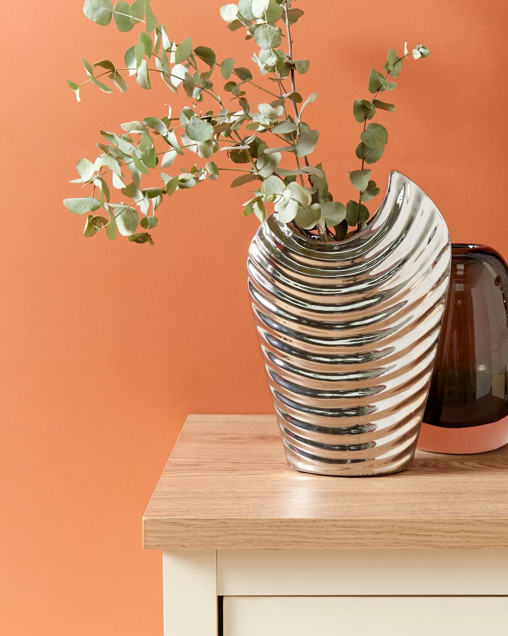 Decorative Vase ECETRA 26 cm Stoneware Silver