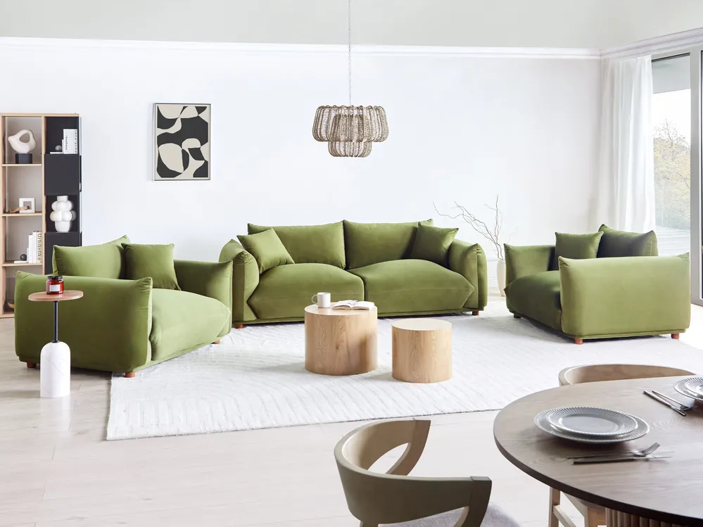 Sofa 3 Seater LUVOS Velvet Green_970547