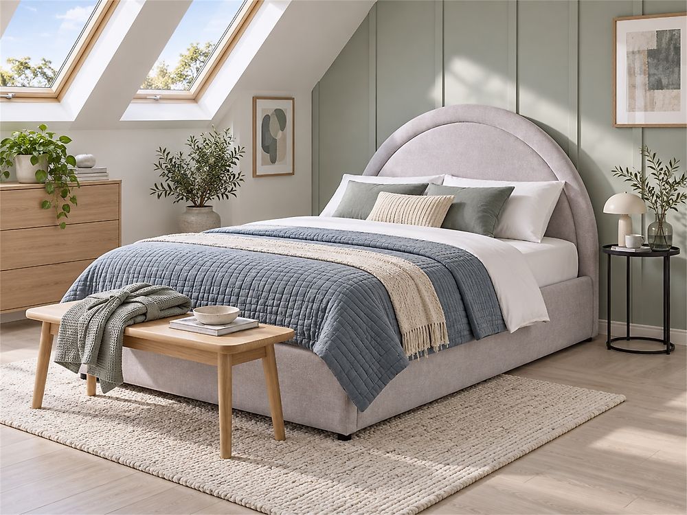 Ottoman Bed MOUZON Chenille Taupe 140 x 200 cm (EU Double)