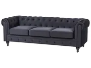 Soffa 3-sits CHESTERFIELD Sammet Svart_1065195