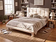 Säng med lamellram Bouclé CRESSAT 140 x 200 cm Off-White_1150970