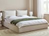 Ottoman Bed BAJONNA Fabric Light Beige 180 x 200 cm (EU Super King)
