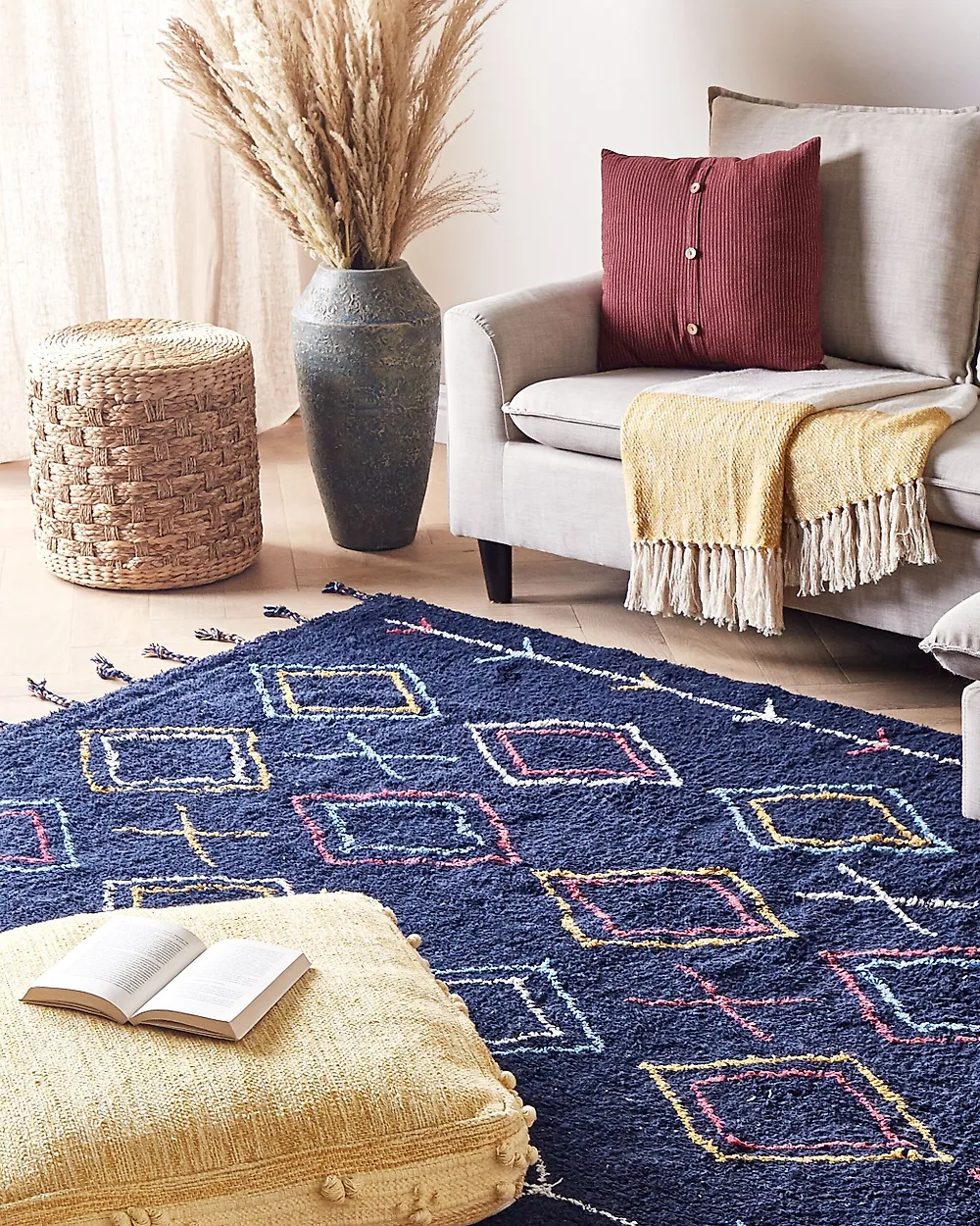 Rug CORUM Black 140 x 200 cm Cotton_1183612