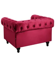 Fåtölj CHESTERFIELD Sammet Vinröd_778765