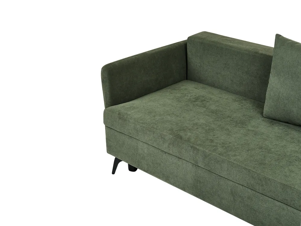 Corner Sofa Bed 3 Seater KOGE with Storage Fabric Green Left Hand_1087920