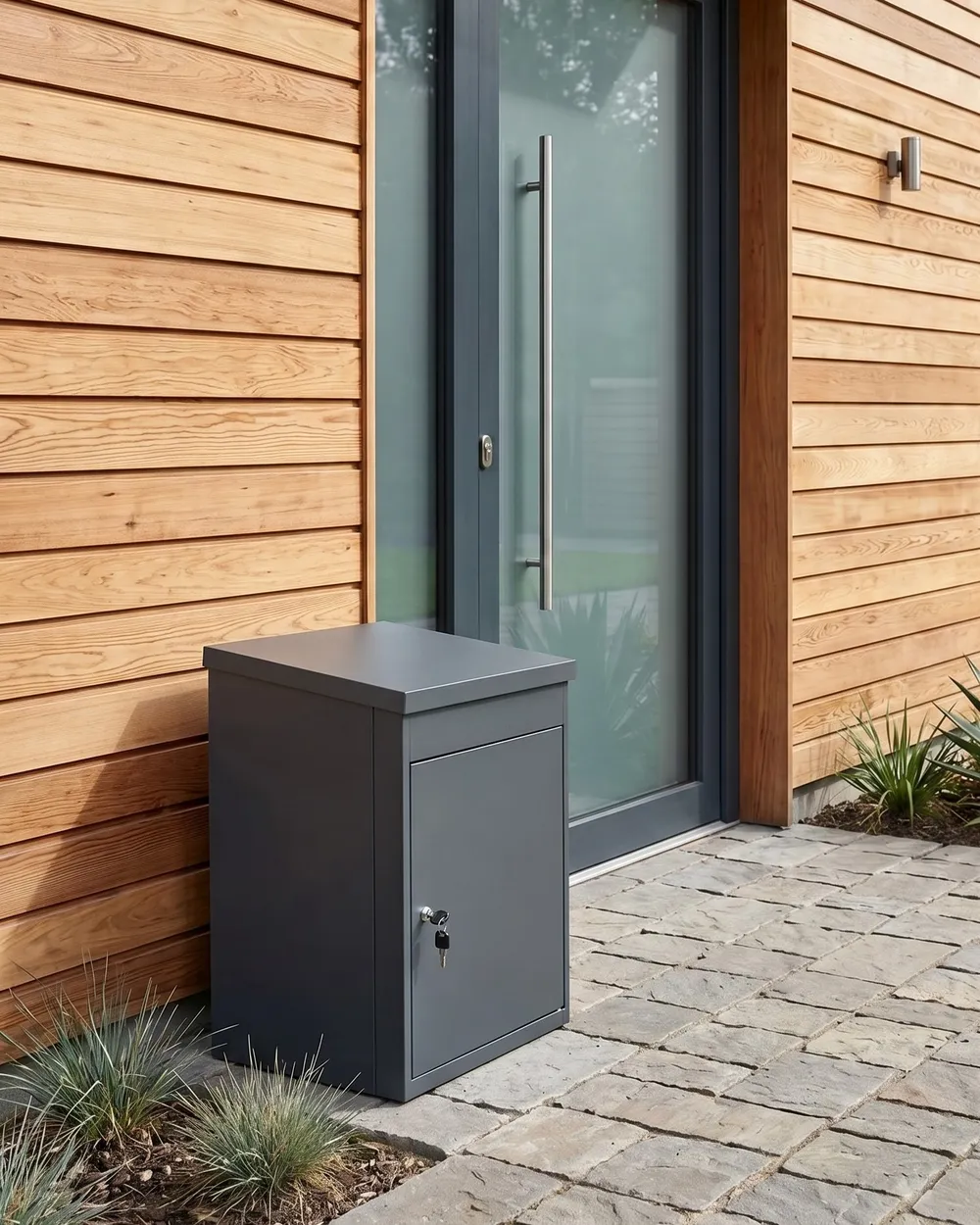Parcel Box SCALEA 44 cm 35 cm Metal Graphite Grey