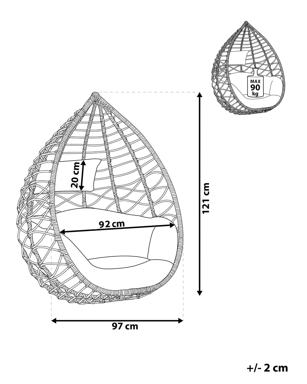 Hanging Chair ARSITA PE Rattan Natural_765425