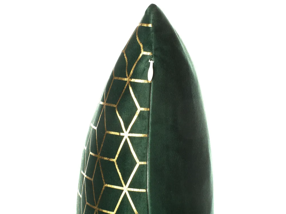 Koristetyynysetti 2 kpl CELOSIA 45 x 45 cm Sametti Tummanvihreä Geometrinen kuvio_770082