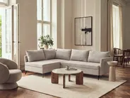 Corner Sofa Bed 3 Seater KOGE with Storage Fabric Beige Right Hand_1082599