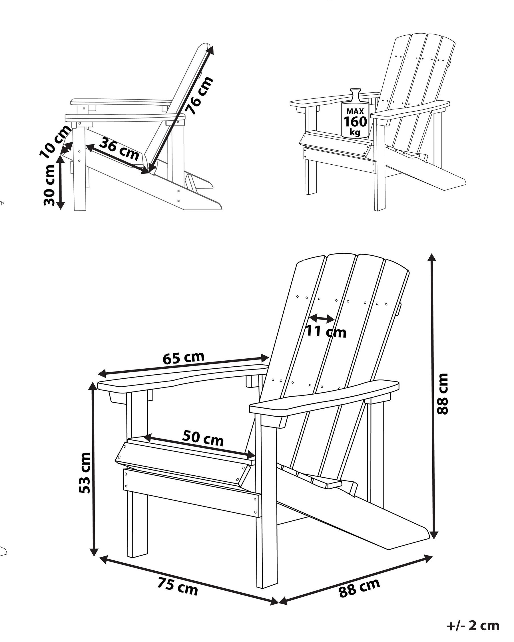 Garden Chair ADIRONDACK Light Grey_728581