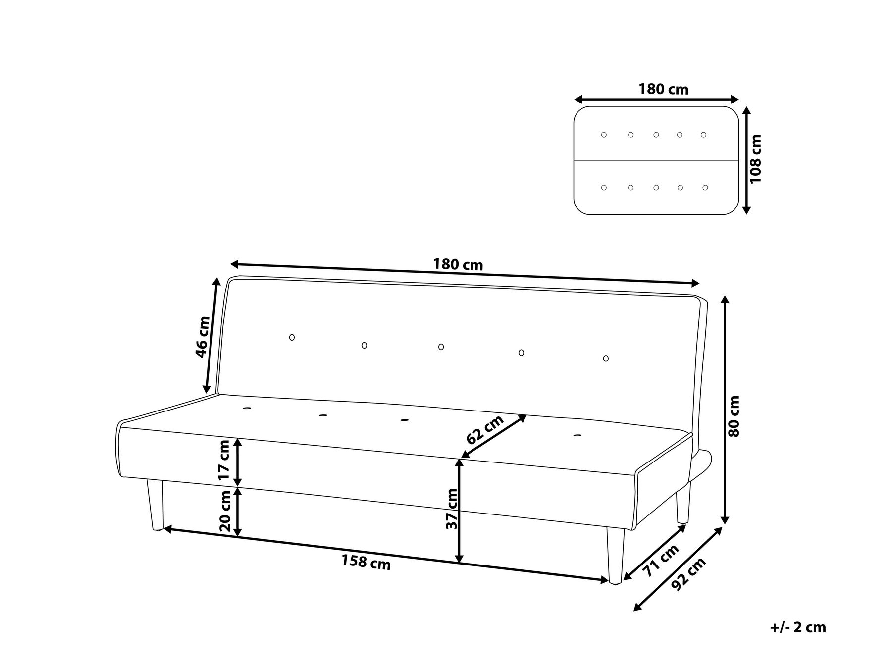 Bäddsoffa 3-sits VISBY Ljusgrå_695061