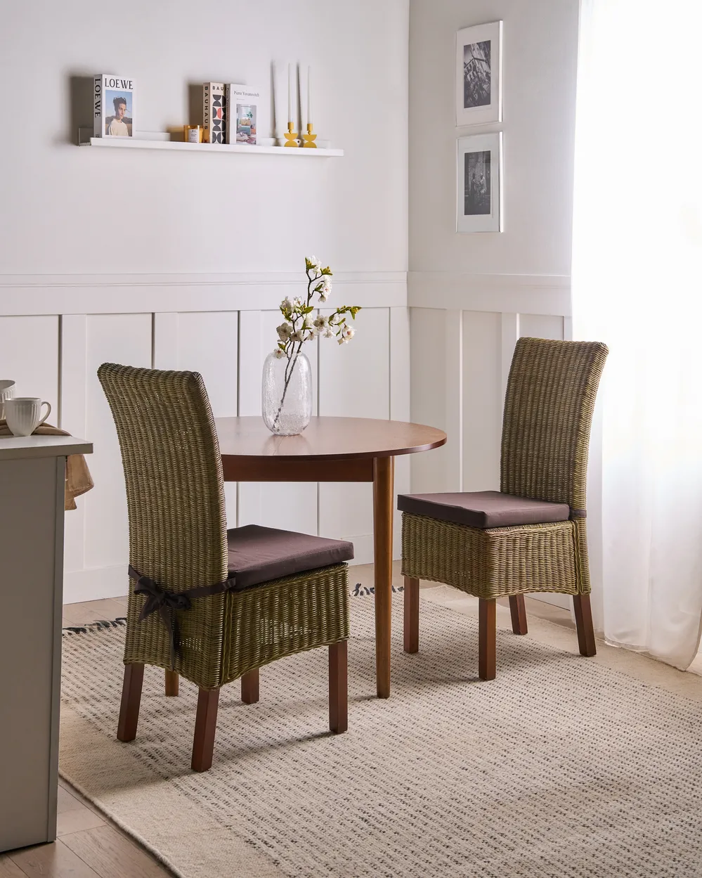 Set of 2 Dining Chairs ANDES Rattan Brown