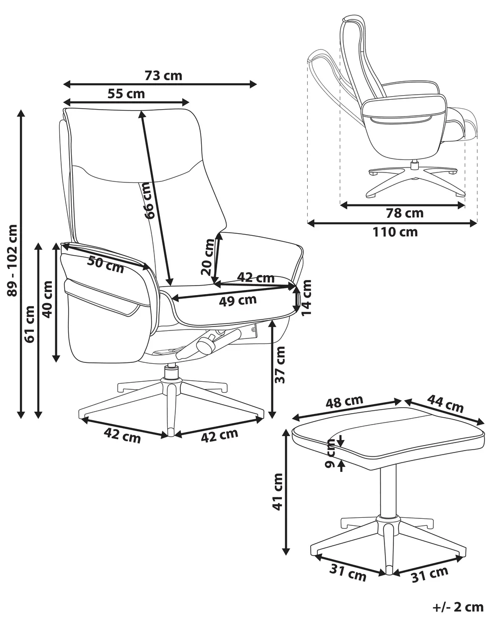 Recliner Chair ERATO Fabric Light Beige_1007342