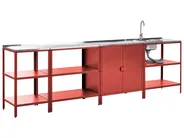 4 Piece Outdoor Kitchen Set with Sink VILAMA Red Metal_1052240