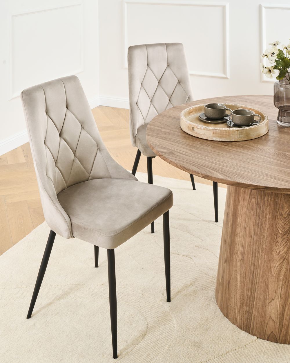 Sett med 2 spisestoler AVENIR Fløyel Beige