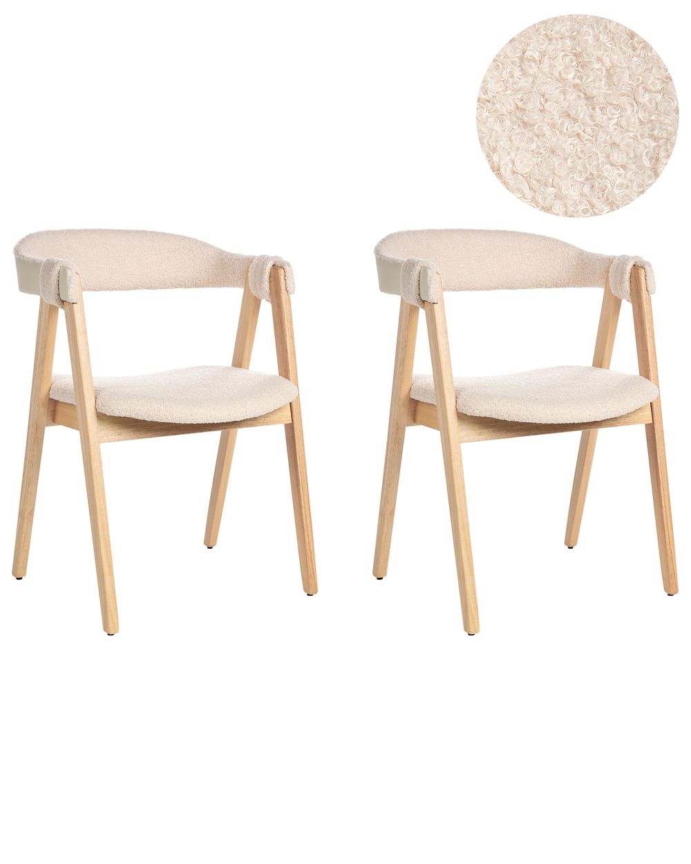 Set of 2 Dining Chairs DAY Boucle Light Brown/ Beige