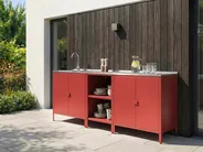 3 Piece Outdoor Kitchen Set with Sink VILAMA Red Metal_1052226