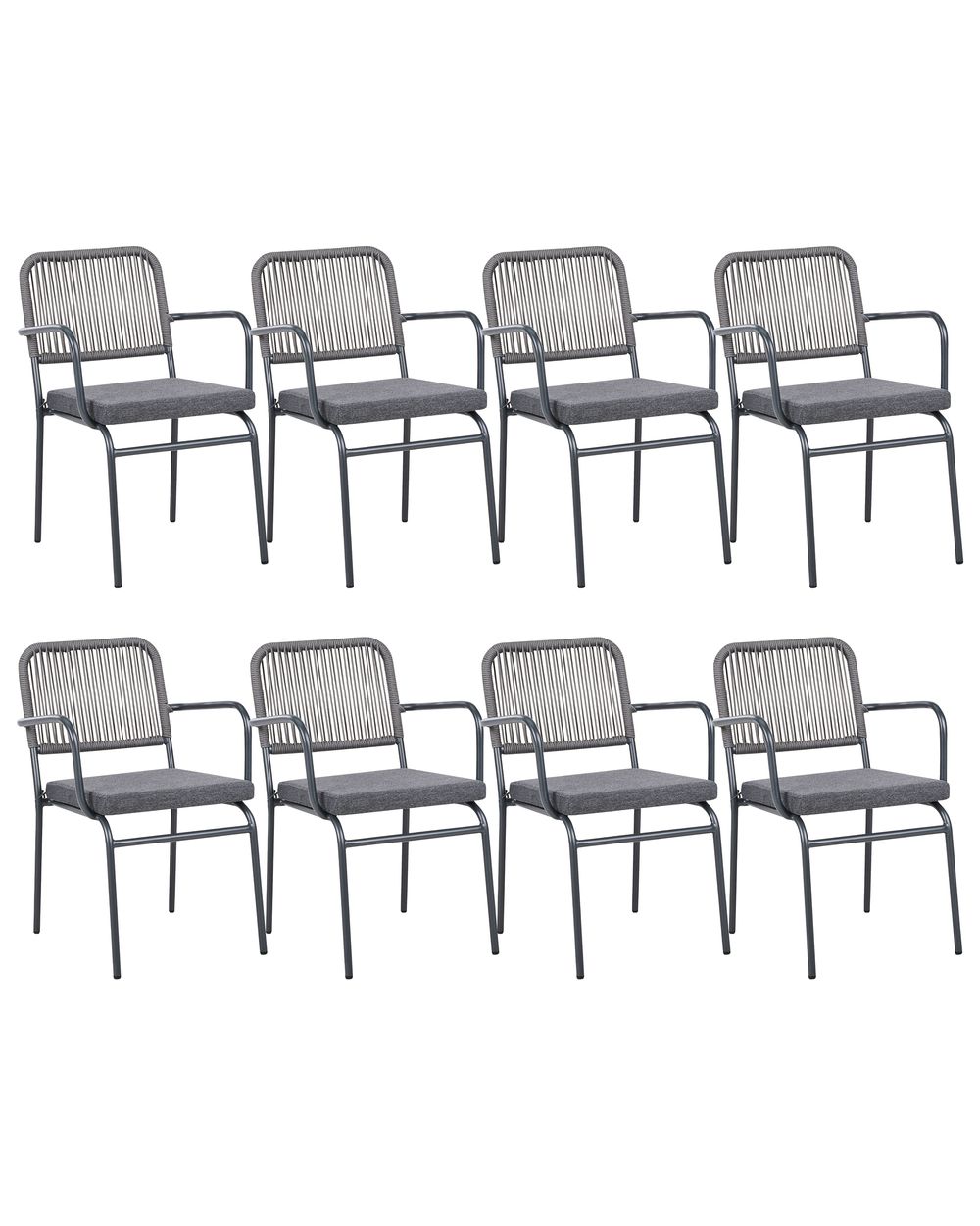 Set med 8 stolar med dynor TACENO Metall Grå