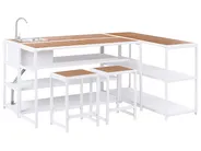Outdoor Kitchen Set with Sink AVETRANA Brown/ White Metal_987538