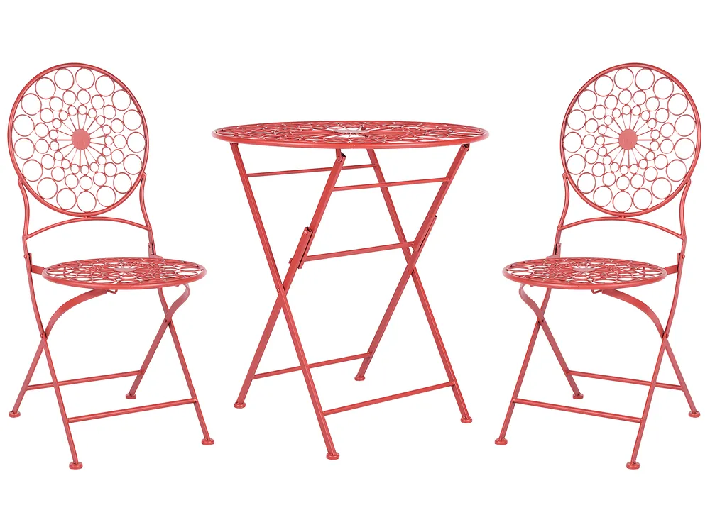 Bistro Set Folding SCARIO Metal Red