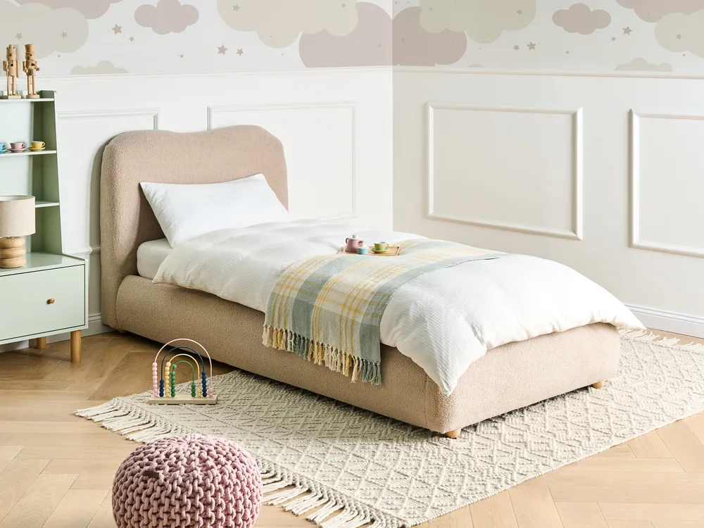 Ottoman Bed BLAGNAC Boucle Beige 90 x 200 cm (EU Single)