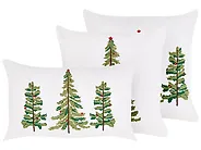 Koristetyynysetti 3 kpl ZIVEN 30 x 50 cm 45 x 45 cm Puuvilla Valkoinen Joulukuvio_1164552