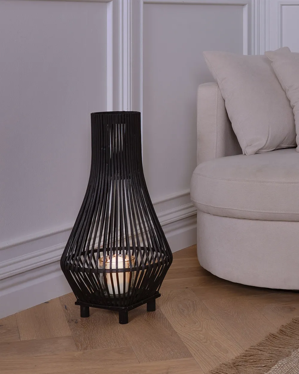Lantern LEYTE 58 cm Bamboo Black